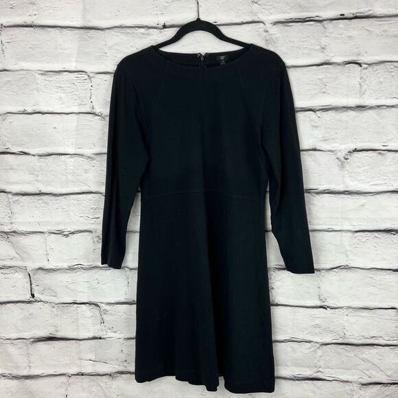 J. Crew Women's LP Black Fit & Flare Knee Length Dress Long - Picture 3 of 5